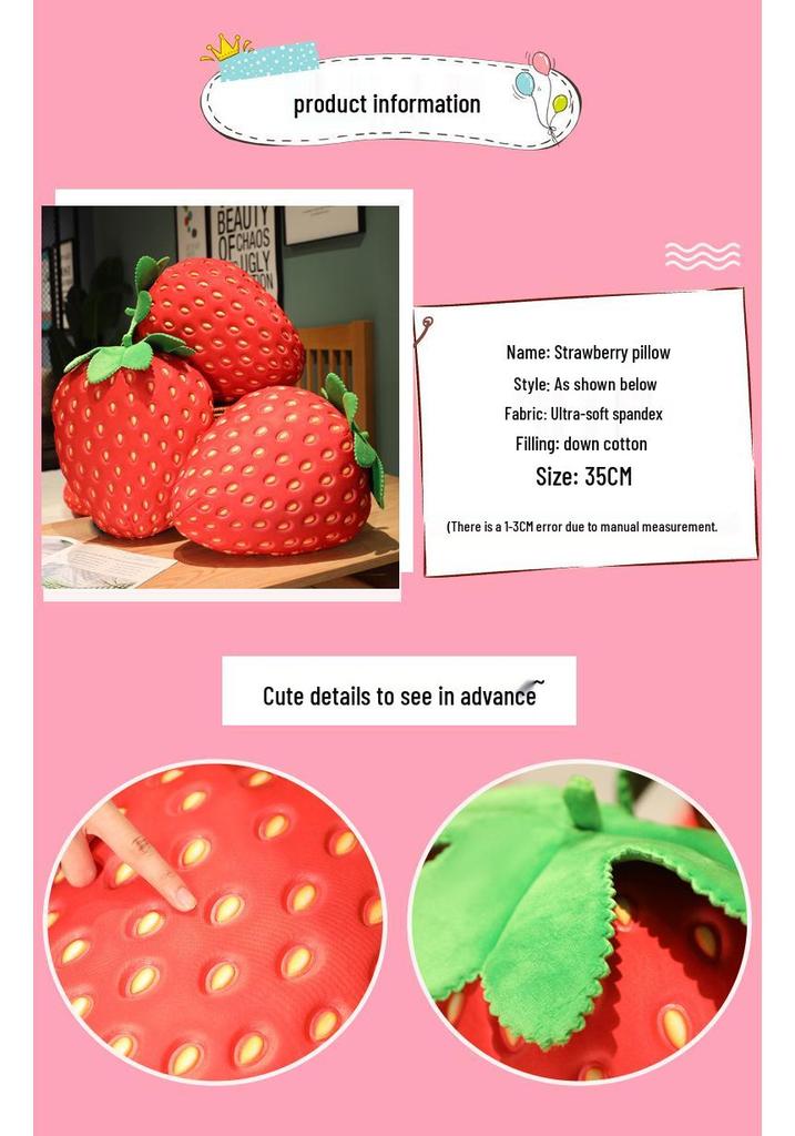 Cuscino a Forma di Fragola Peluche da Abbracciare: Carina Bambola Frutta per Letto e Divano, Regalo di Compleanno