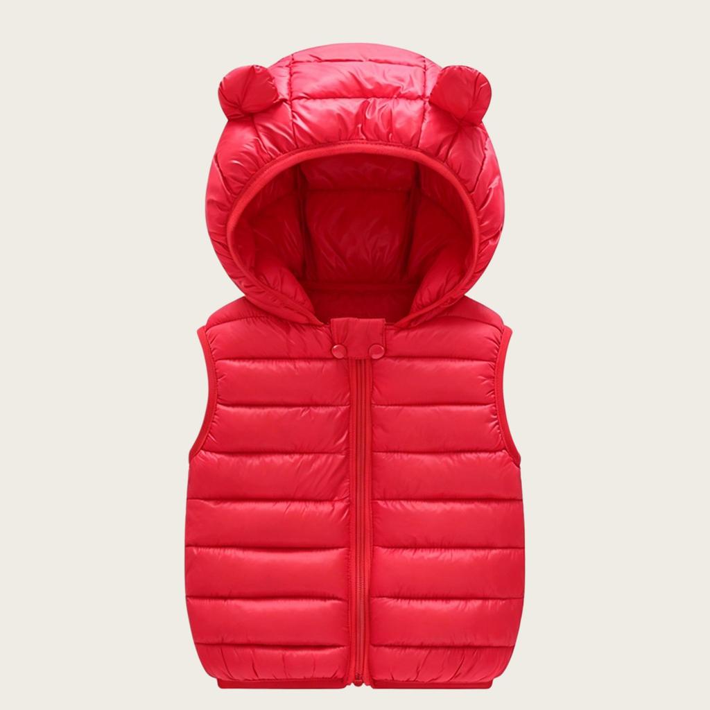 Children's Hooded Vest with Ears - Lightweight Cotton Jacket for Boys & Girls, Baby Outerwear Gilet