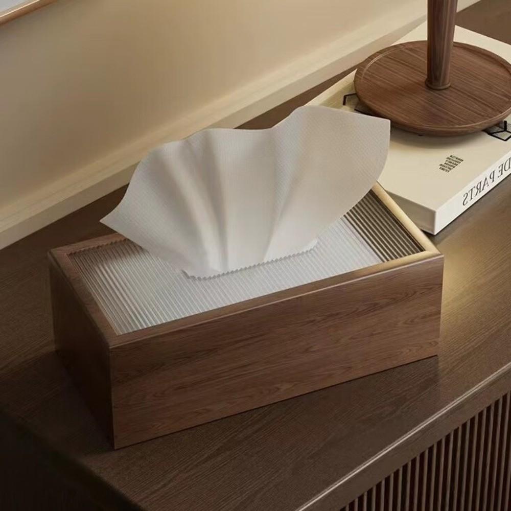 Minimalist Wood Grain Tissue Box Elegant High End Decorative Napkin Box Desktop Paper Towel Holder For Home Hotel Use
