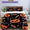 3Pcs Pumpkin, Halloween Printed Bedding Set, Breathable And Soft, Machine Washable, Christmas Gift, Suitable for Bedroom Decoration, 15144