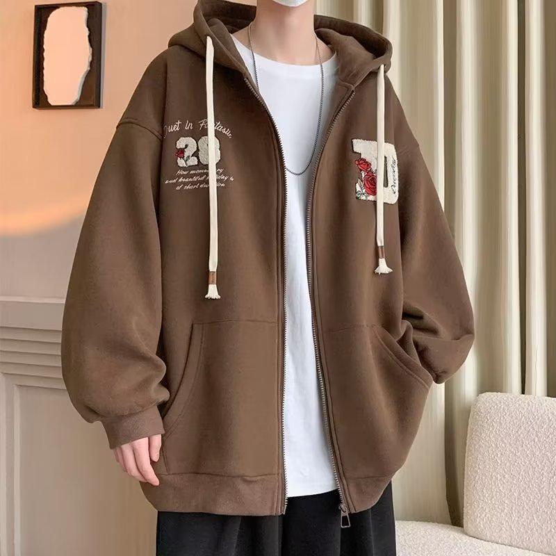 Men's Hong Kong Style Hooded Cardigan Sweatshirt - Versatile Spring/Autumn Design
