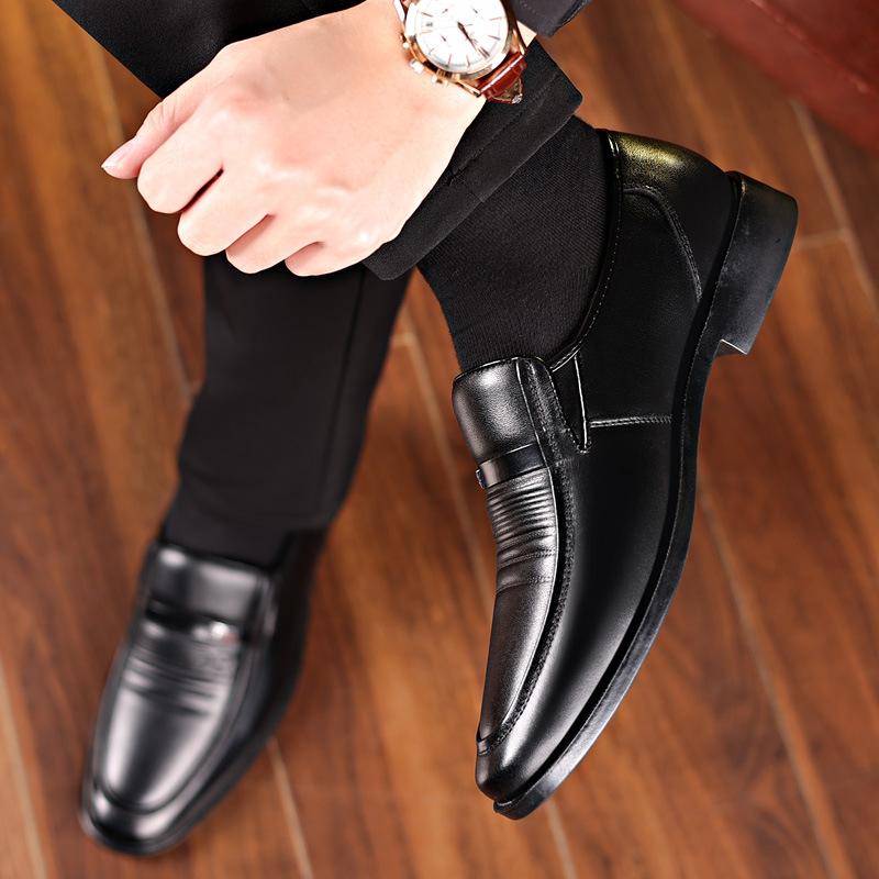 Einpedal Herrenschuhe Atmungsaktive Business-Freizeitschuhe Britische Herren-Rutschfeste Herren-Arbeitslederschuhe