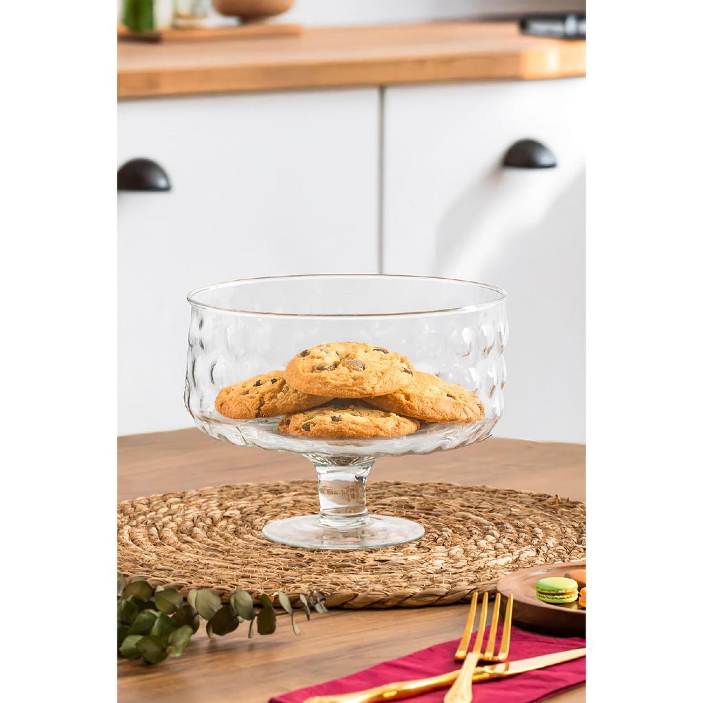 Rgy077 Bubbles Footed Glass Cake Fan, Cake / Cake / Sweet Stylish Presentation Stand 19 Cm