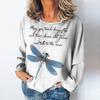 Vintage Letter Women's T-shirts Dragonfly Pattern Long Sleeves Tees Tops Fall/Winter Cotton Pullover Women Clothing Streetwear