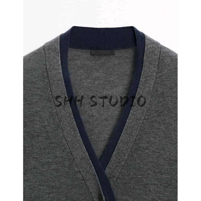 MD Spring New Women's Clothing Casual Laid-Back Style Soft Glutinous Fake Two-Piece V Neck Knitting Cardigan Tops 5674684