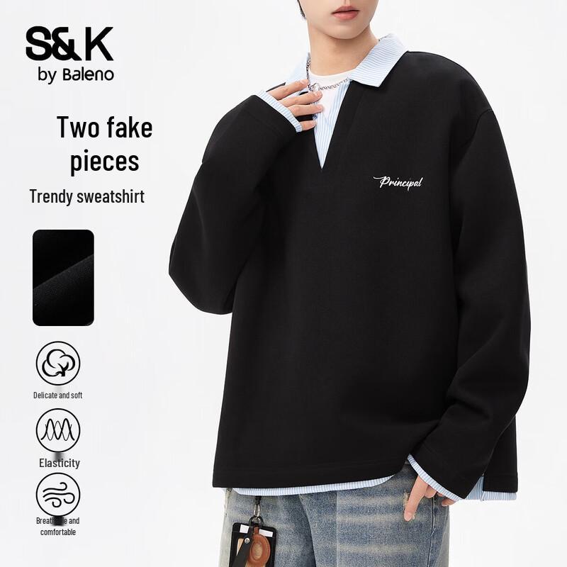 Baleno Men s S&K Faux Two-Piece Polo Sweatshirt 2XL