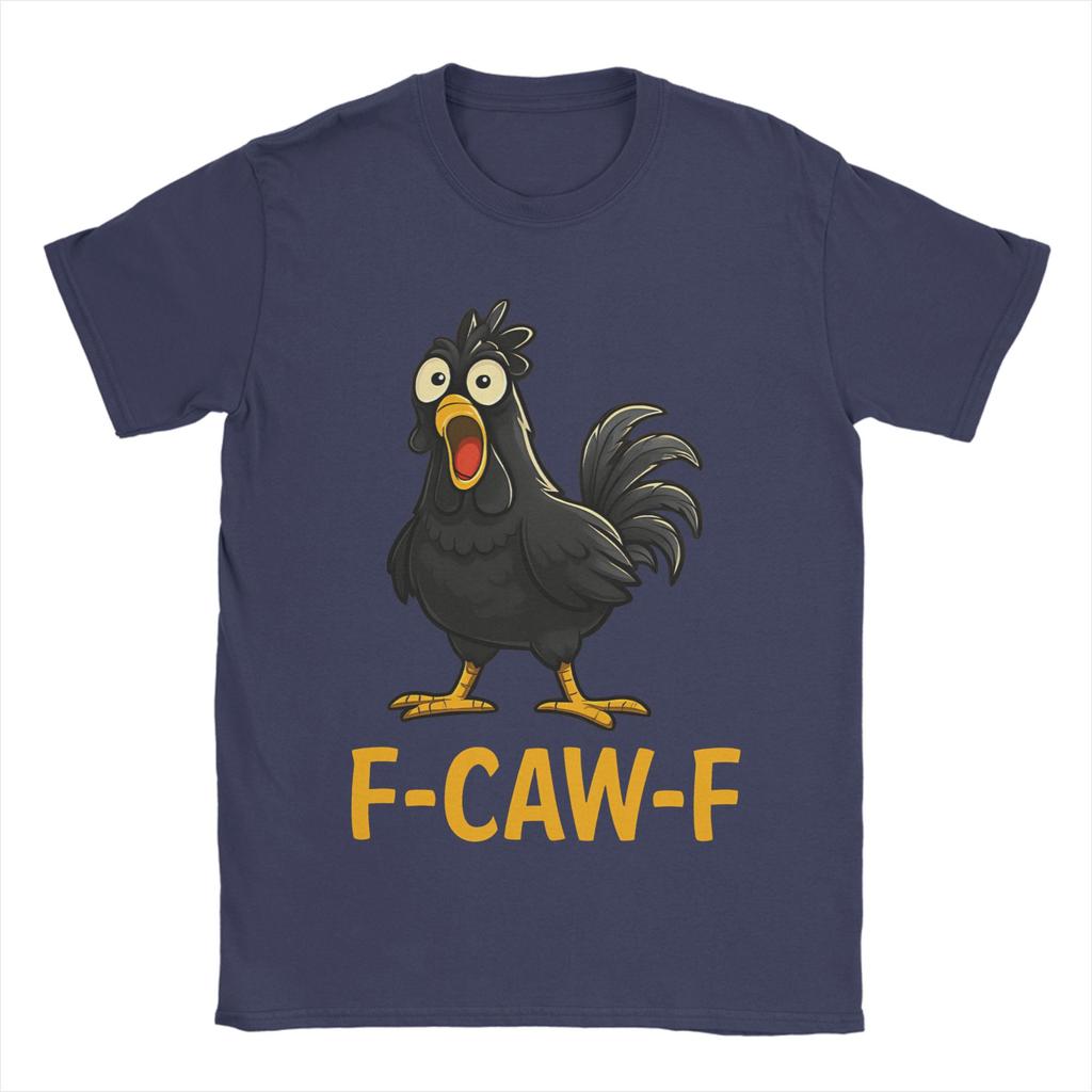 Funny FCawF Black Chicken Meme T Shirts Mens Cotton Novelty TShirts Round Collar Tee Shirt Short Sleeve Tops Graphic Print