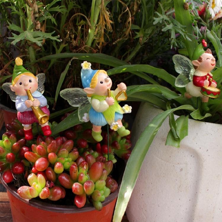 Harz Musikfee Figur Bunte Feen am Stiel Garten Miniatur Dekoration