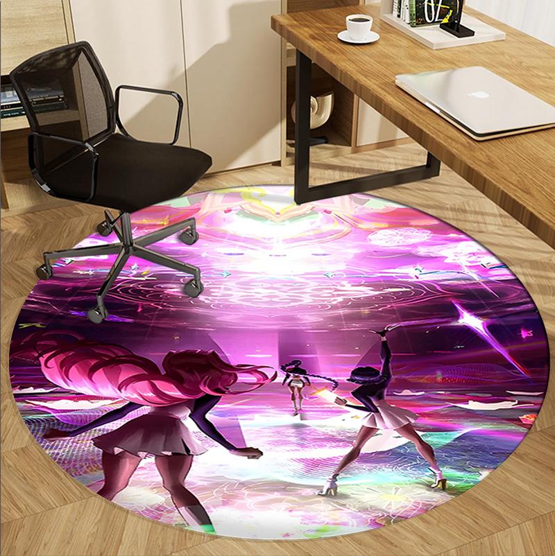 Tappeto Rotondo con Motivo KPop Demon Hunters, Tappetino da Interno/Esterno, per Picnic, Sala Giochi, Camera da Letto, Ufficio, Soggiorno, Tappeto Decorativo per la Casa, Regalo di Compleanno