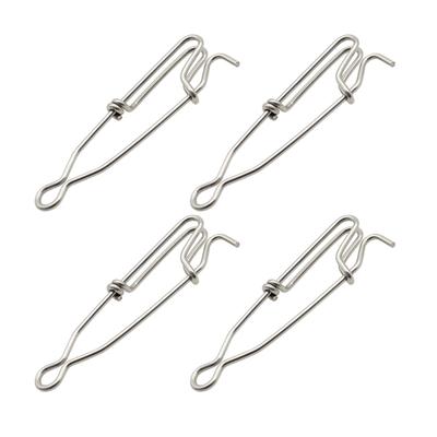 4Pcs LongLine Clip Fishing Snap Swivels Fishhooks Lures Trap Lock Clip Stainless Steel Hooked Snap Pin Fishing Accessory