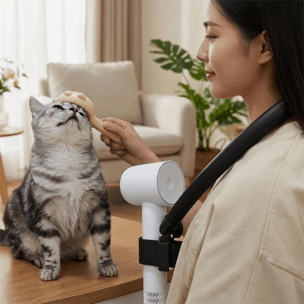 Adjustable Pet Grooming Hair Dryer Universal Hands-Free Neck Hanging Bracket Portable Dog Hair Dryer Holder Dog Bathing Cleaning
