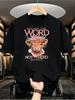 1pc Mens Graphic T Shirt Follow The Word Not The Herd Highland Cow with Floral Crown Print Short Sle
