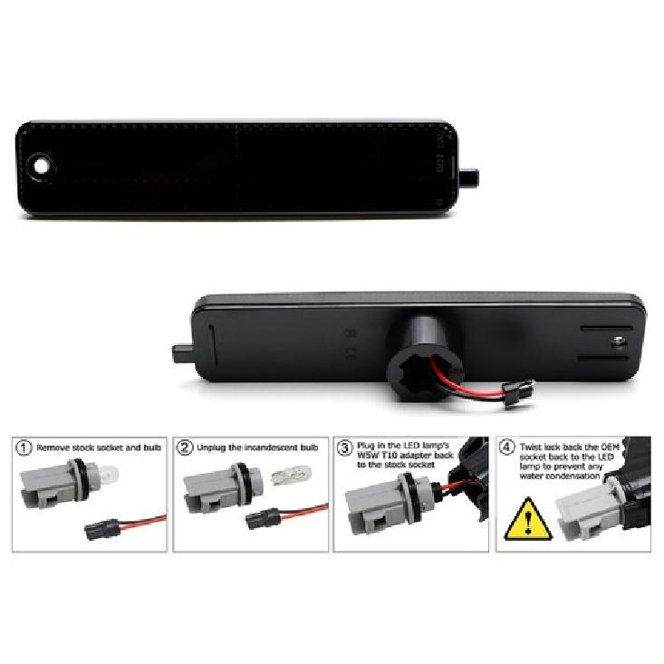 Smoked Lens Amber Full LED Strip Front Side Marker Light Kit For Pontiac Sunfire