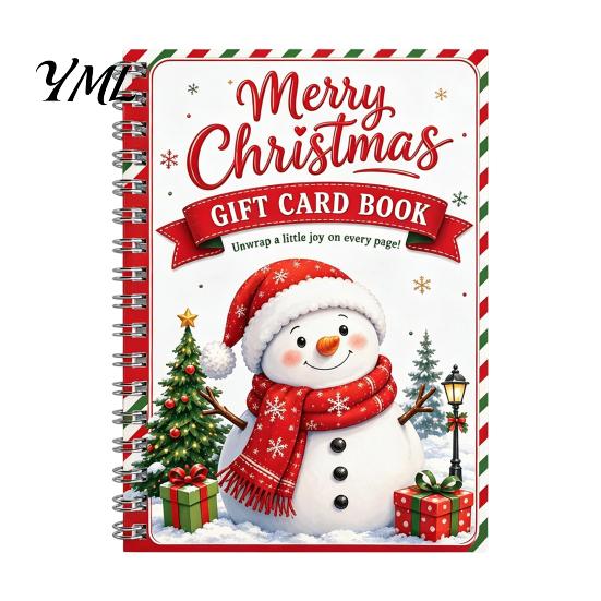 Libro de Felicitaciones Temático para Navidad, Portatarjetas de Regalo Merry, Folleto de Accesorios Espiralados para Manualidades, Regalos de Navidad para Familia, Amigos, Celebraciones