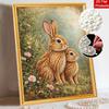 Two Rabbits Pearl Art Kit with Frame 3D Sparkling Bead Canvas Relaxing Craft for Cozy Room Wall Decor Aesthetic Floral Home Decoration