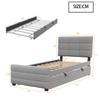 Upholstered Bed 90 X 190 Cm with Pull-Out Bed, Flat Single Bed In Skin-Friendly Velvet Fabric, Children's Bed Youth Bed Guest Bed (Grey)