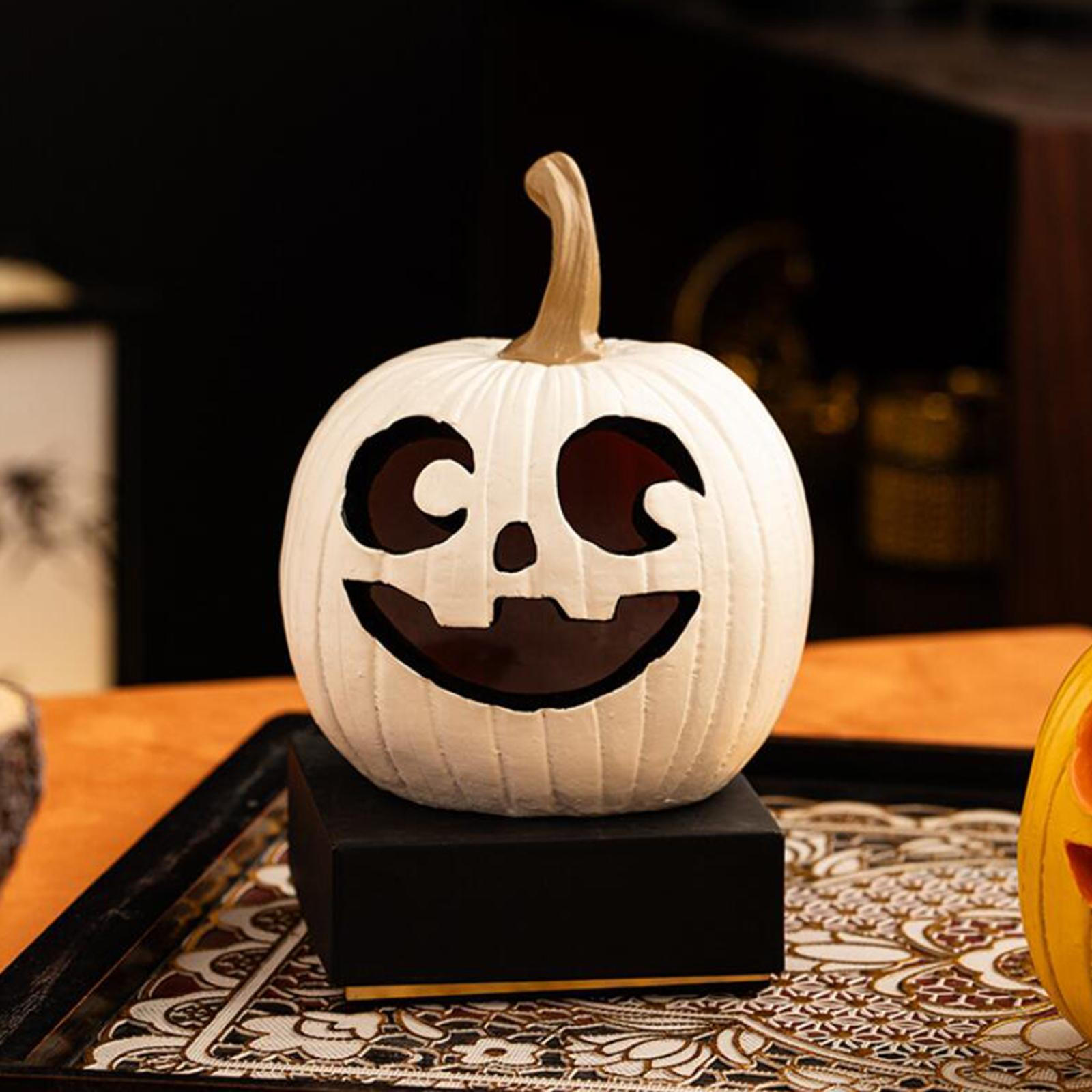 

Halloween Pumpkin Decor Artificial Statue Harvest for Fireplaces білий