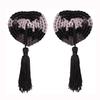 Heart-Shaped Sequined Nipple Covers with Tassels - Silicone Pasties Lingerie Accessories