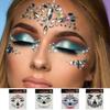 Funny Halloween Fake Tattoo Colorful Crystal Skull Face Sticker Rhinestone Face Sticker  Body Art