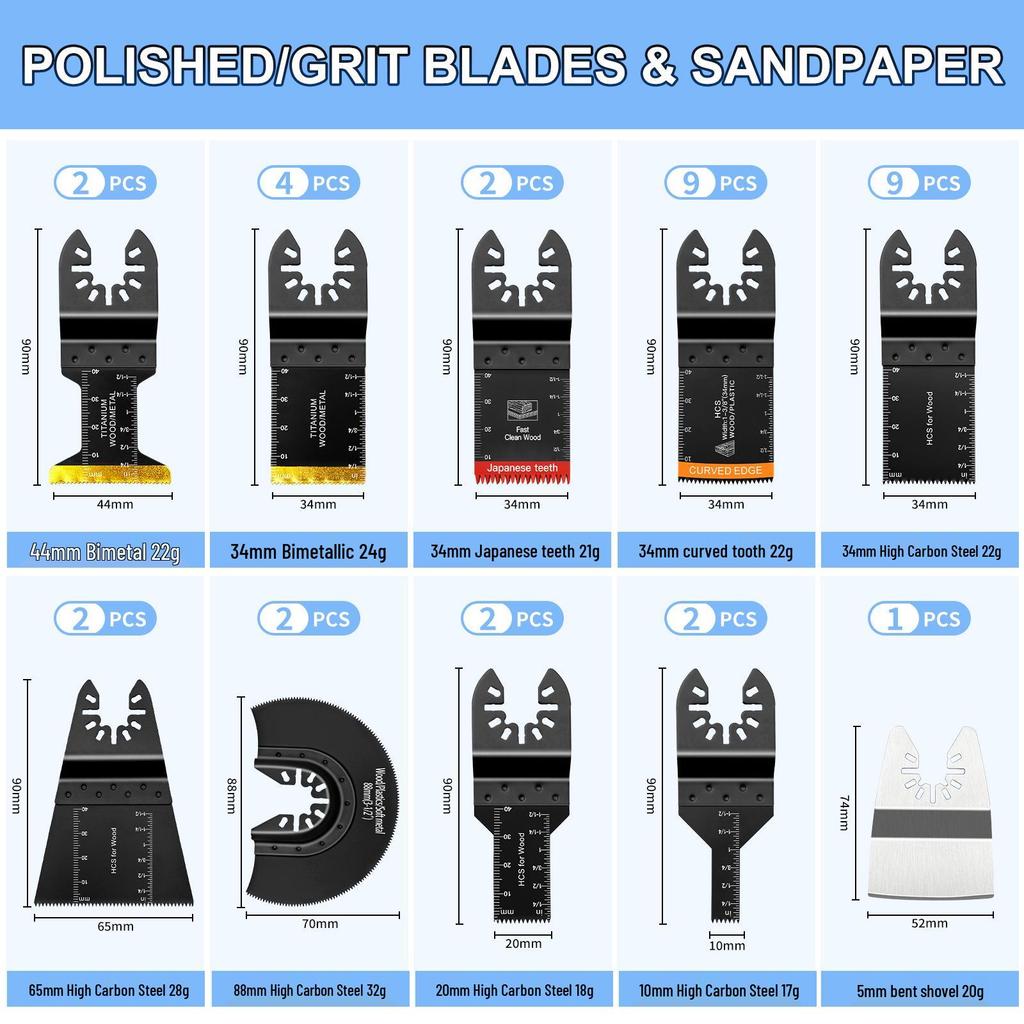 35-Piece Universal Multifunctional Oscillating Saw Blade Set - High-Carbon Steel