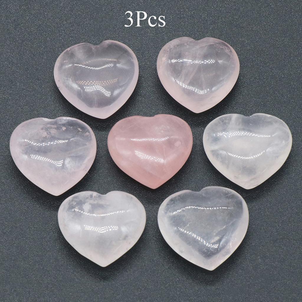 3Pcs, Assorted Natural Crystal Heart Stones Bulk Polished Healing Crystal Hearts for DIY Jewelry, Meditation, Reiki & Valentine's Day Gifts