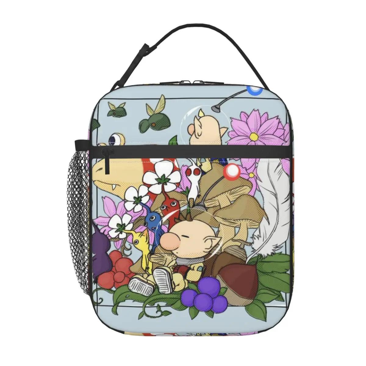 

Персонализированные Пикмины Многоразовые Ланч-боксы для Женщин Водонепроницаемые Аниме Мультяшные Термо Кулер для Еды Изолированная Сумка для Ланча Офисная Работа 26x21x11CM