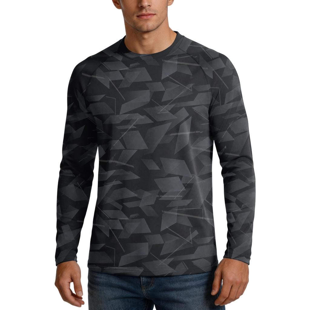 Men's UPF50+ Sun Protection Long Sleeve Shirt Stretch Outdoor Sports Performance Top Lightweight Breathable Fabric
