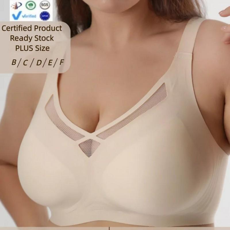 Plus Size Seamless Comfort Bra Large Bust Non-Wired Thin Sports Support T-Shirt