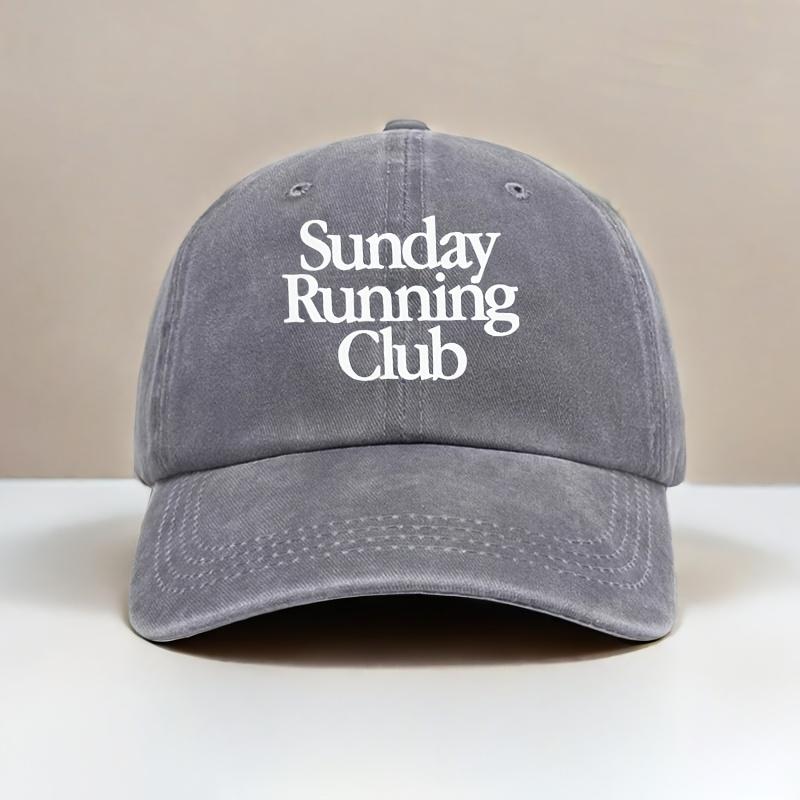 Vintage Baseball Cap Adjustable Outdoor Activity Hat with Sunday Running Club Letter Print Design Unisex Sun Hat Perfect Gift
