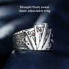 Playing Card Rings Exquisite Hand Adornment Jewelry Decors Unisex Alloy Adjustable Open Fingers Ring Birthday Gift