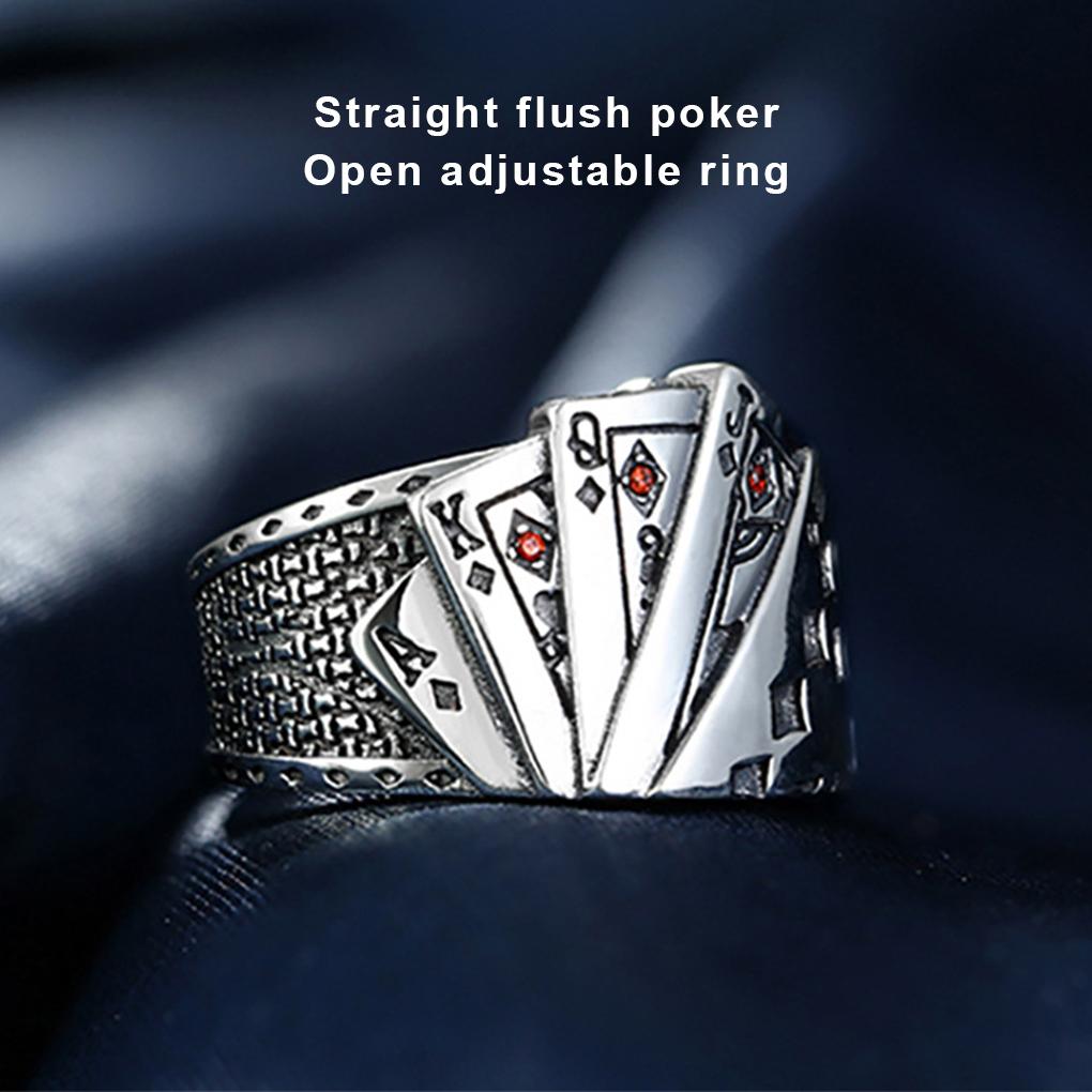 Playing Card Rings Exquisite Hand Adornment Jewelry Decors Unisex Alloy Adjustable Open Fingers Ring Birthday Gift