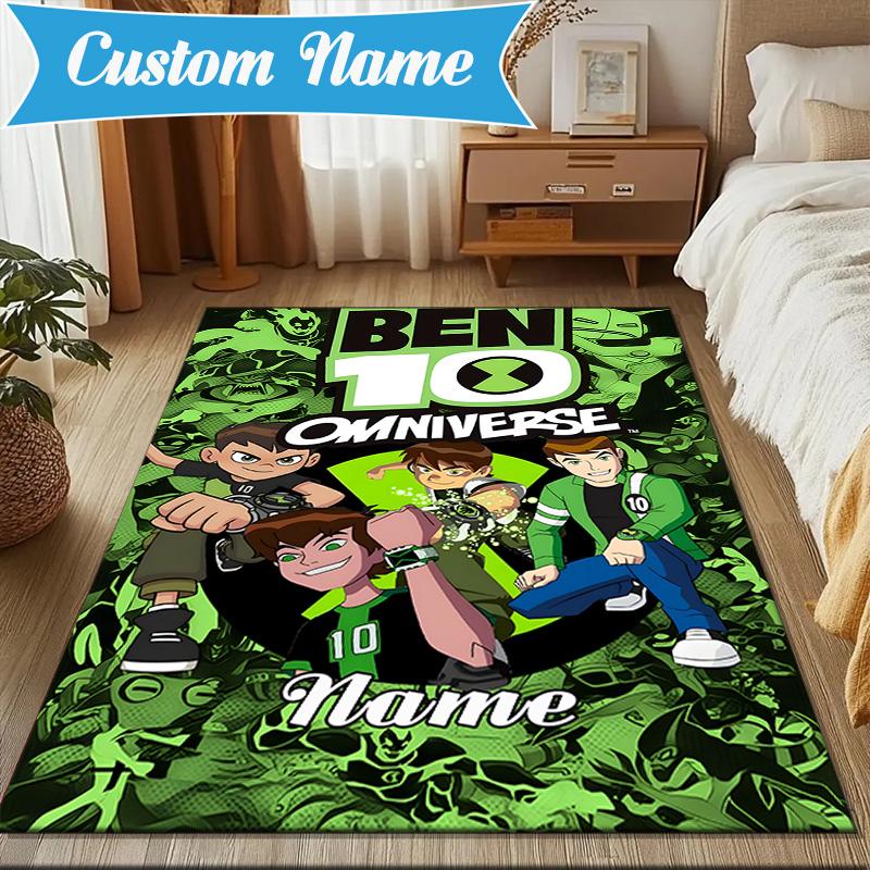 Custom Name Superhero Adventure Ben Team Rug Game Carpet, Floor Mat for Bedroom Living Room Entryway Rug, Home Decor Idea Gift for Christmas birthday