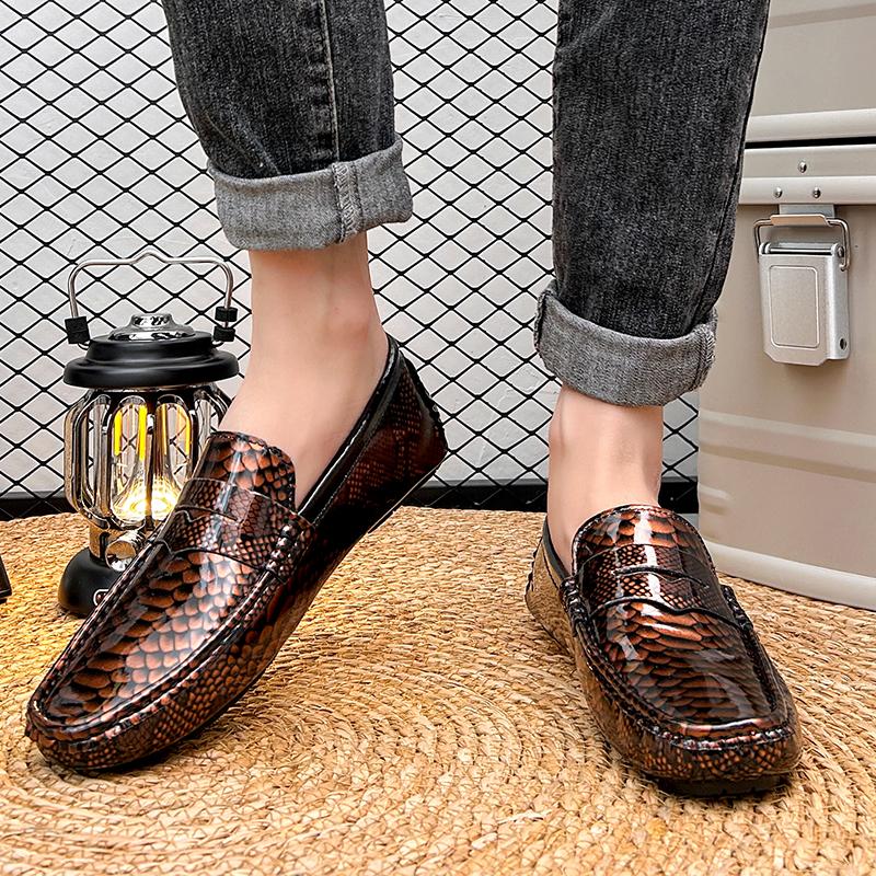 Herr Loafers Moccasins Färg Körskor Bekväma Plattor Casual Slip-ons Större Storlekar Pea Shoes för Män