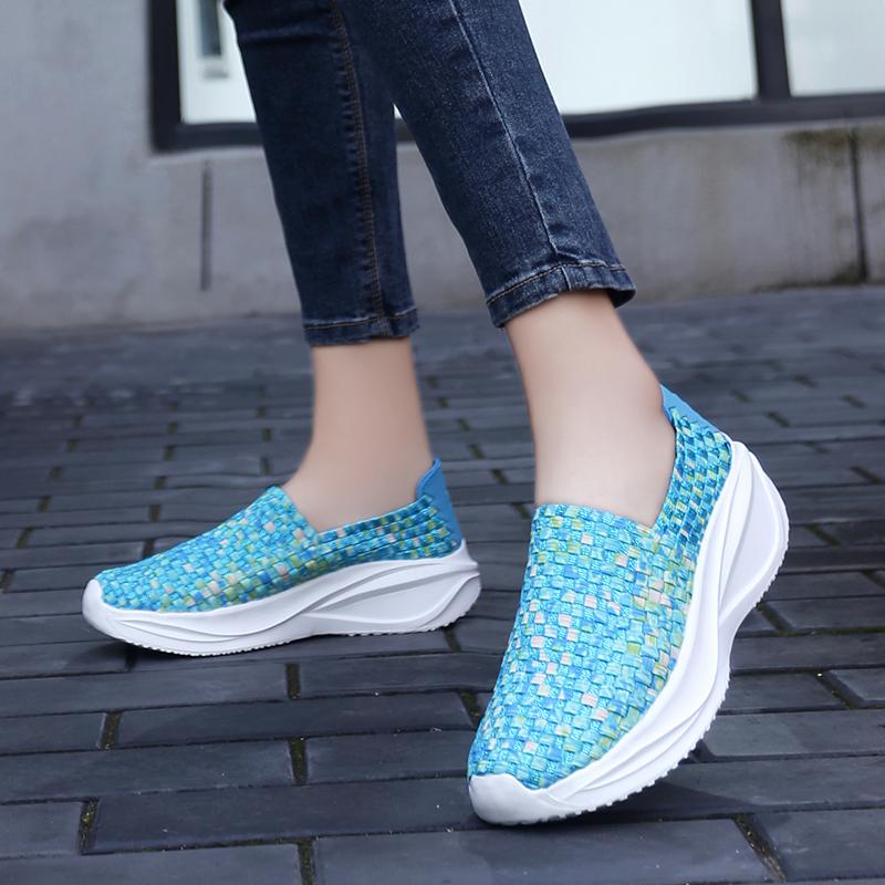 Summer Women Sneakers Casual Plus Size Flats Loafers Soft Elevator Beach Walking Sports Shoes Lightweight Slip On