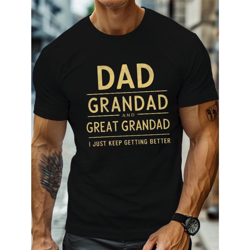 European Size Family Generation, Father, Grandfather, Great Grandfather, Men's Casual Crew Neck Short Sleeve T-Shirt, Summer, Plus Size