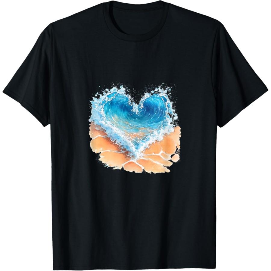 Волна - Вода - Пляж - Сердце - Летние вайбы, Футболка для летних каникул S