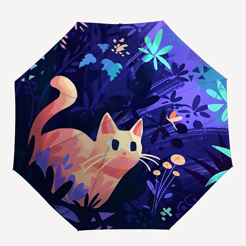 

1pc Cat Garden Automatic Open/Close Umbrella with Folding feature Compact Travel Umbrella, Lightweight design, for Commuting, Business050