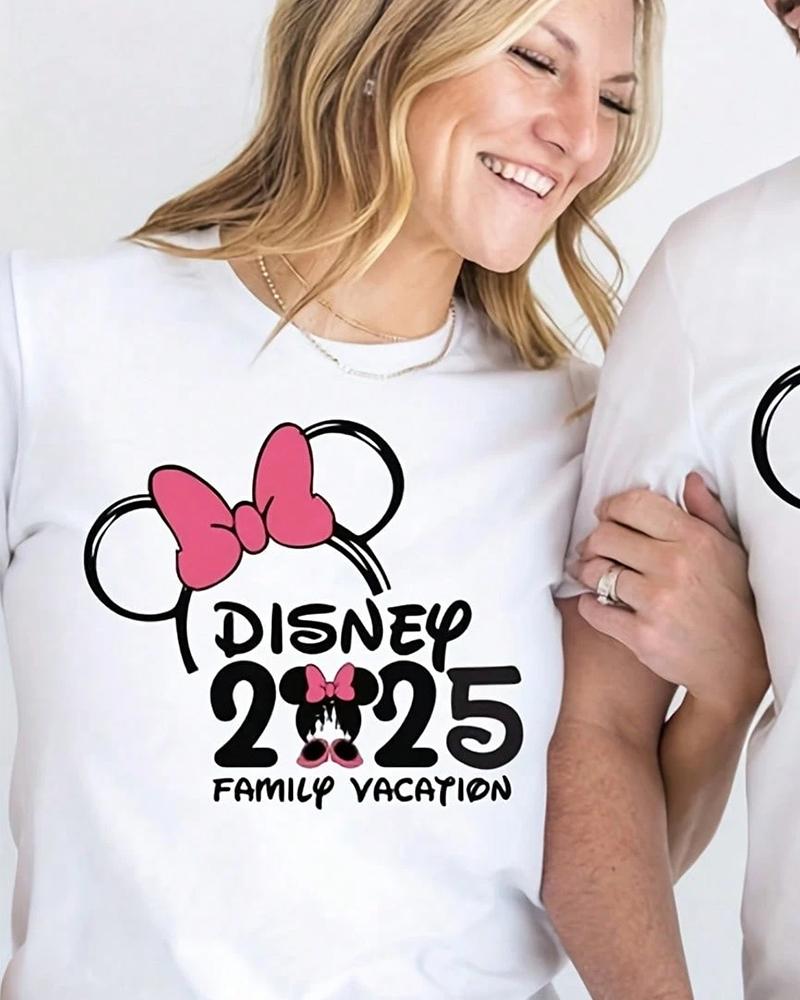 Disney Castle Family Vacation 2025 Shirts Family Matching Outfits Oversized Couple Clothing Women's T-shirt Y2k Clothes Tees Top