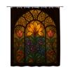 Stained Glass Window Shower Curtain Gothic Floral Design Orange Lily and Tulips Artistic Church Style Decor Waterproof Non-toxic