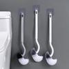 Wall-Mounted Long Handle Toilet Brush Set with Soft Bristles for Squat Toilets - No Dead Angles