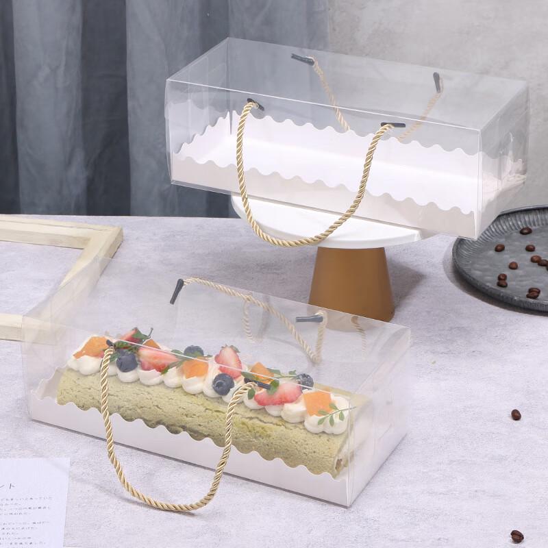 Rechteckige Transparente PET Kuchen- & Biskuitrollen-Takeaway-Boxen (10er-Pack)