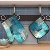 2PS Heat-Re2PSi2PStant Oven Mitt2PS & Pot Holder2PS - 10.6x6.7 Inch Blurred Blue & White Pattern, D