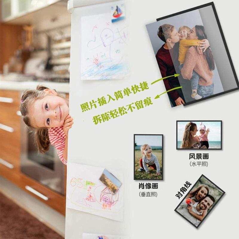 Personalized Magnetic Sticker Ever-changing Photo Frame Blank Inserts DIY Decoration Compatible for Fridge Display 10pcs