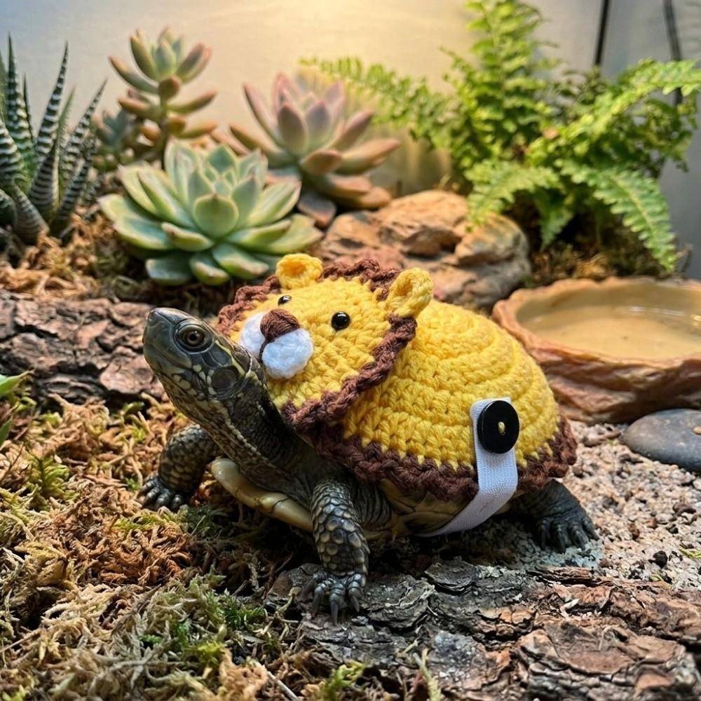 Knitted Turtle Lion Dress Up Adjustable Fit Small Animal Apparel Funny Pet Tortoise Clothes Party