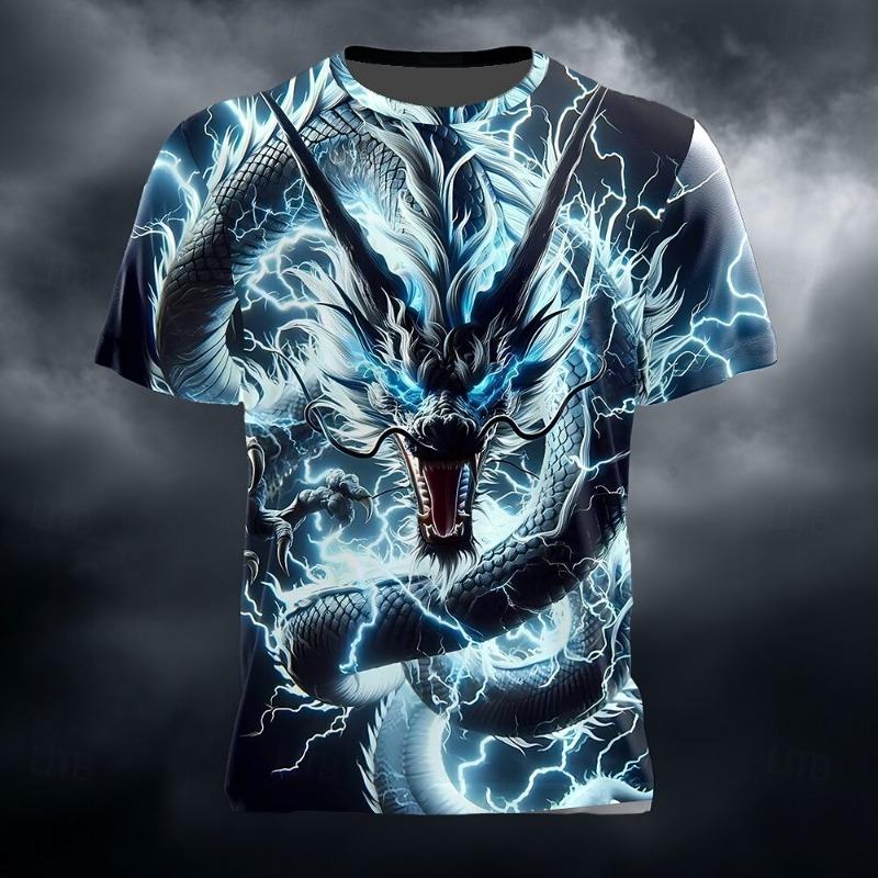 

Funny 3D Dragon Print Men s T Shirt Casual O-neck Short Sleeve Tops Hip Hop Trend Street Tees Fashion Comfortable Loose Pullover S