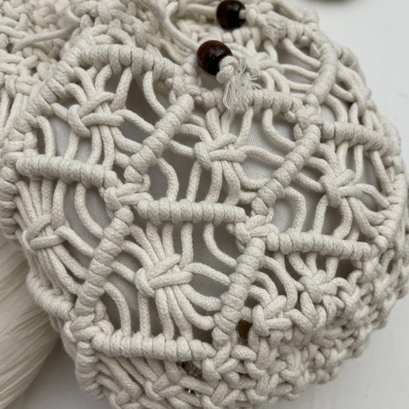 Woven Handbag Fashion Boho Hollow Out Handmade Bucket Crossbody Bag Summer Beach Bag Knitted Phone Pouch
