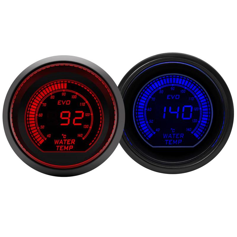 52mm Auto Wassertemperaturanzeige LCD 40~140 ℃ Rote Blaue Hintergrundbeleuchtung Mit Wassertemperatursensor Wassertemperatur-Verbindungsrohr Sensoradapter