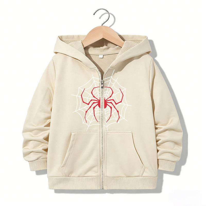 Streetwear Zipper Hoodie Casual Spider Letter Hoodies Jackets Boys Girls Y2k Zip Up Sweatshirt Spring Autumn Hoodies
