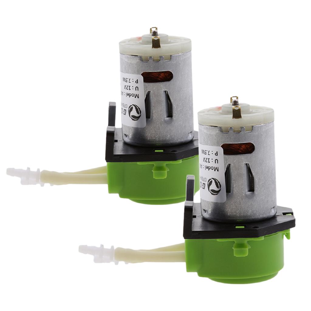 2x 12V Peristaltic Liquid Miniature Dosing Hose Pump For Aquarium Lab Green