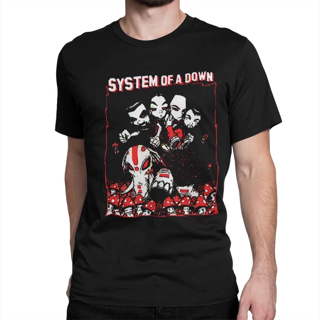System of A Down TShirts for Men Women Heavy Metal Rock Vintage Pure Cotton Tees Round Neck  T Shirts Plus Size Tops